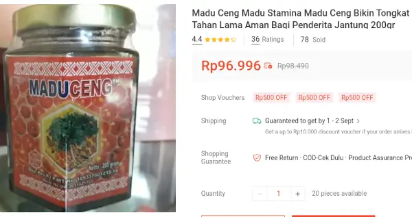 harga madu Ceng
