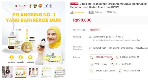 harga madu Detoslim