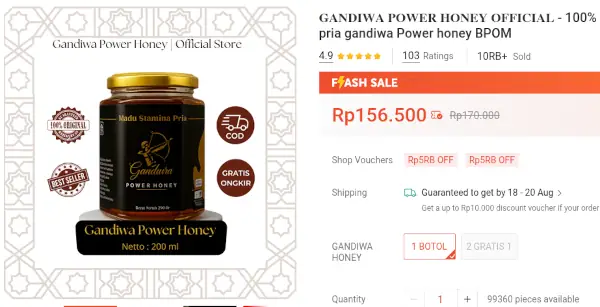 harga madu gandiwa