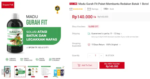 harga madu gurah fit