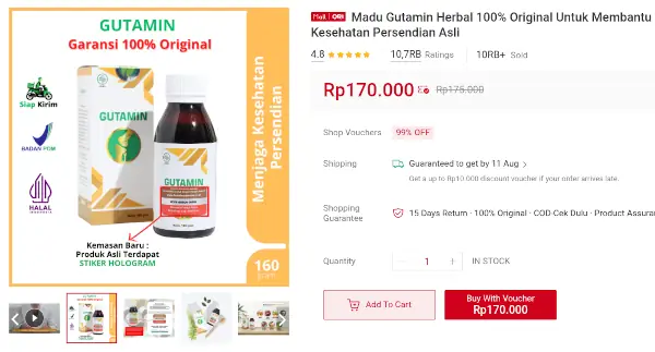 harga madu gutamin