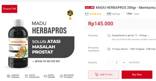 harga madu herbapros