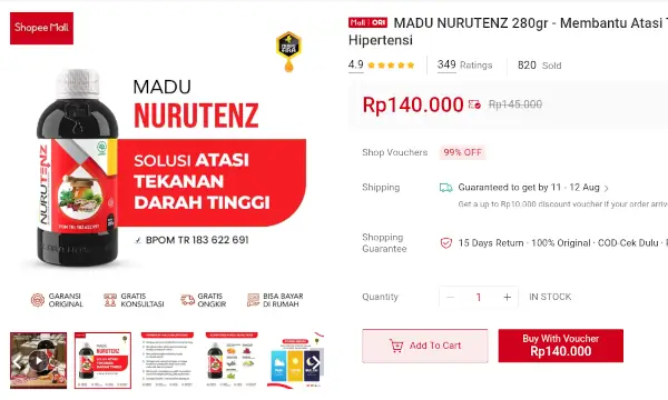 harga madu nurutenz
