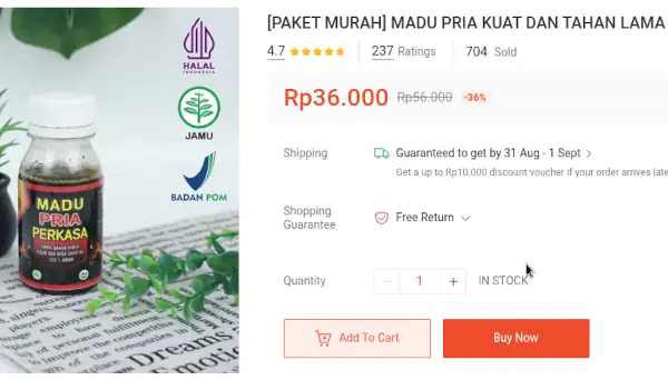 harga madu Pria Perkasa