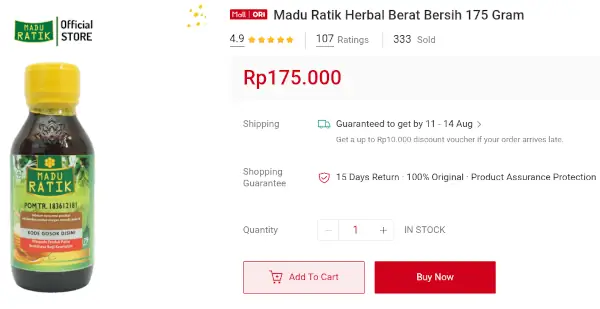 harga madu ratik