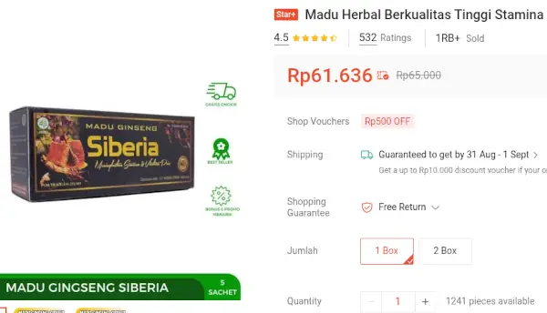 harga madu Siberia