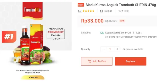 harga madu trombofito