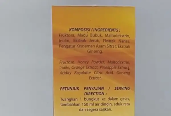 komposisi madu kesagi