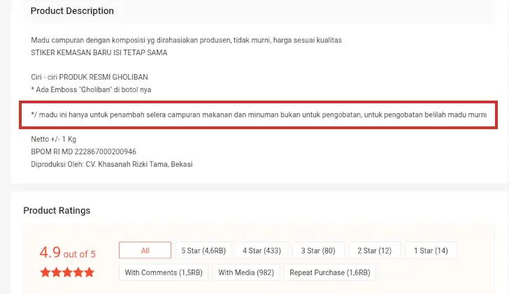 penjual madu Gholiban