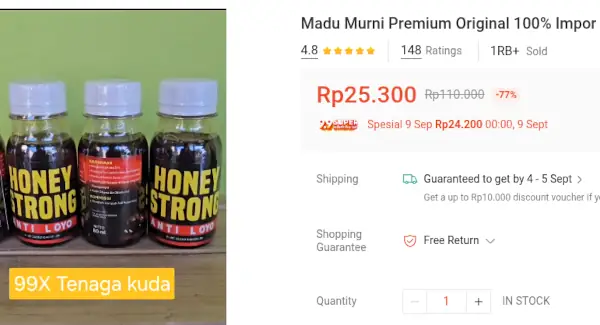 harga madu Honey Strong